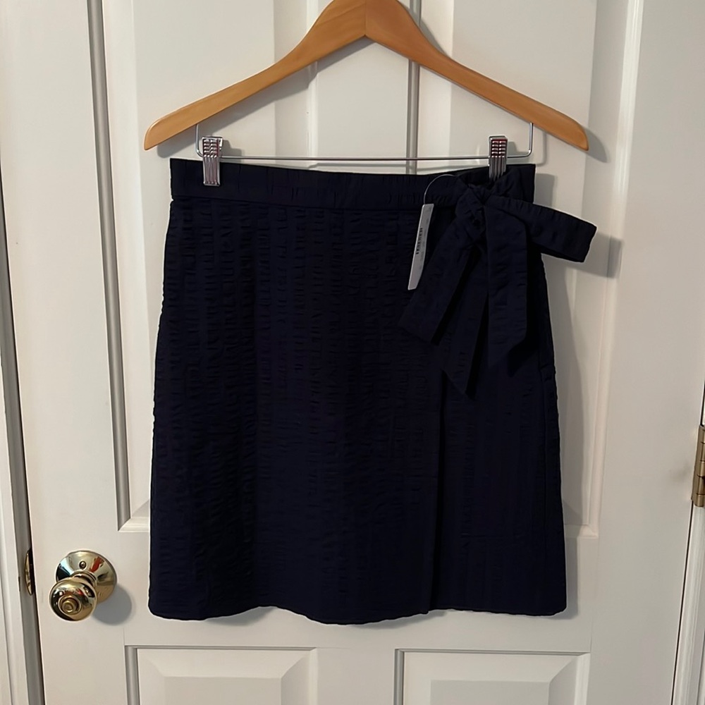J.Crew NWT Navy Seersucker Faux Wrap Skirt, Size 4T